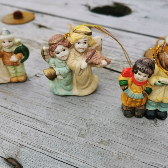 Vintage Bisque Porcelain Hand-painted Christmas Ornaments ~ Set of 6 - Picture 5 of 16